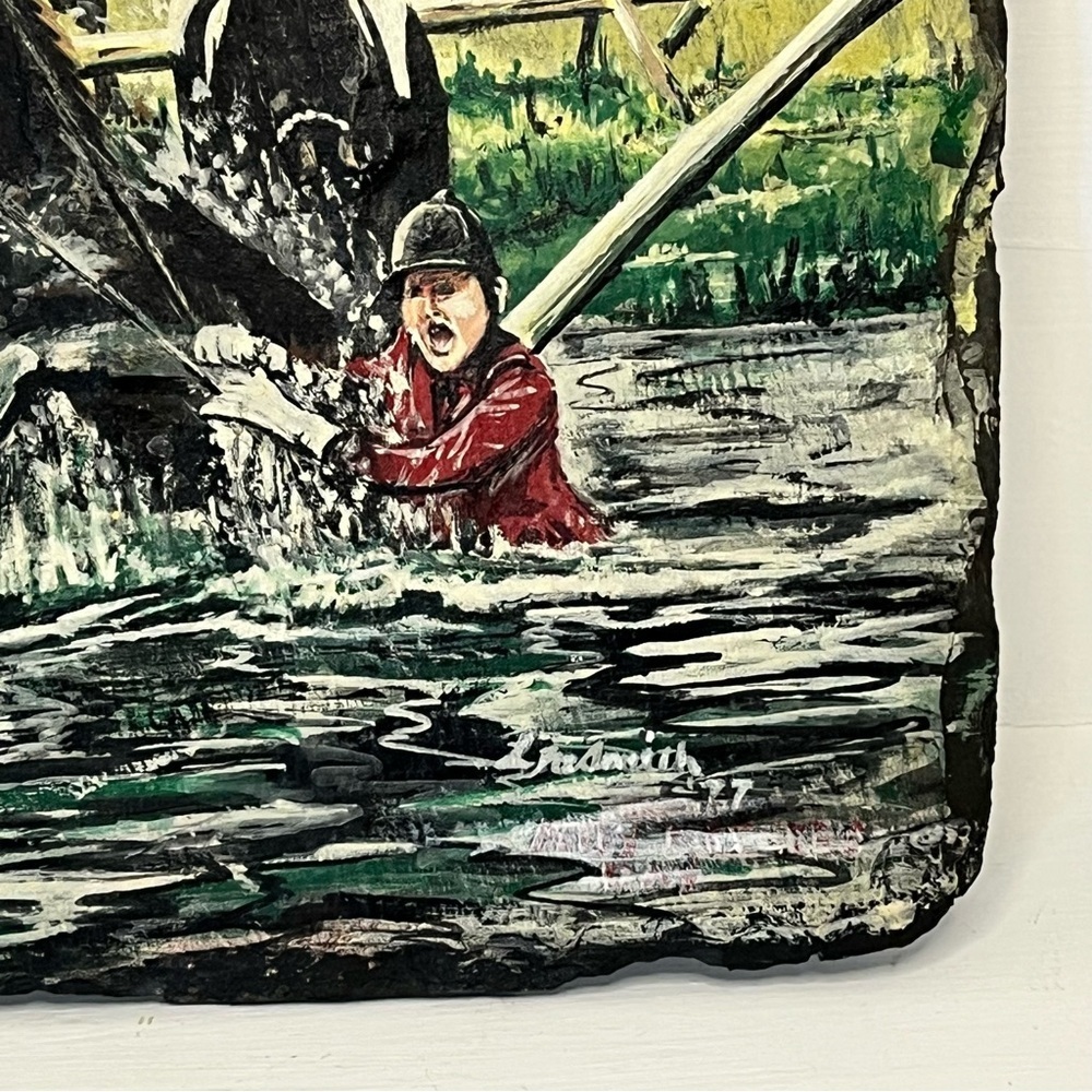 Original Equestrian Art Painted on Slate - Picture 10 of 12